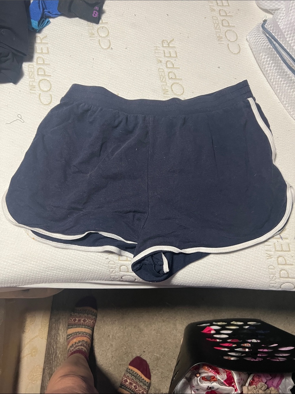 No Boundaries Navy Blue Athletic Shorts with White Trim